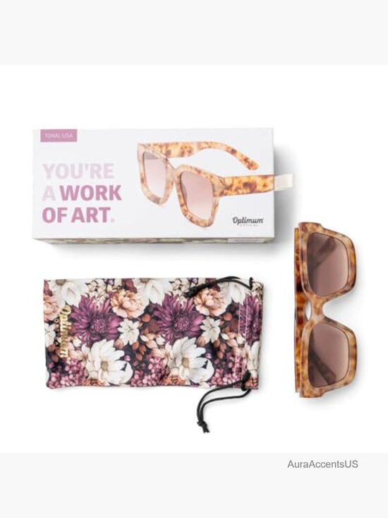 Amber Rectangular UV Protected Sunglasses Spring Hinge Women